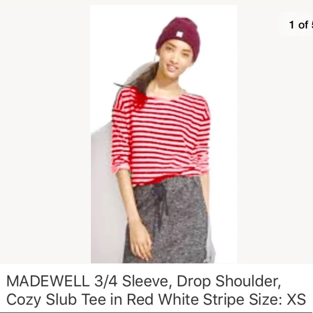 Madewell Cozy Slub Tee in Stripe - Picture 1 of 5